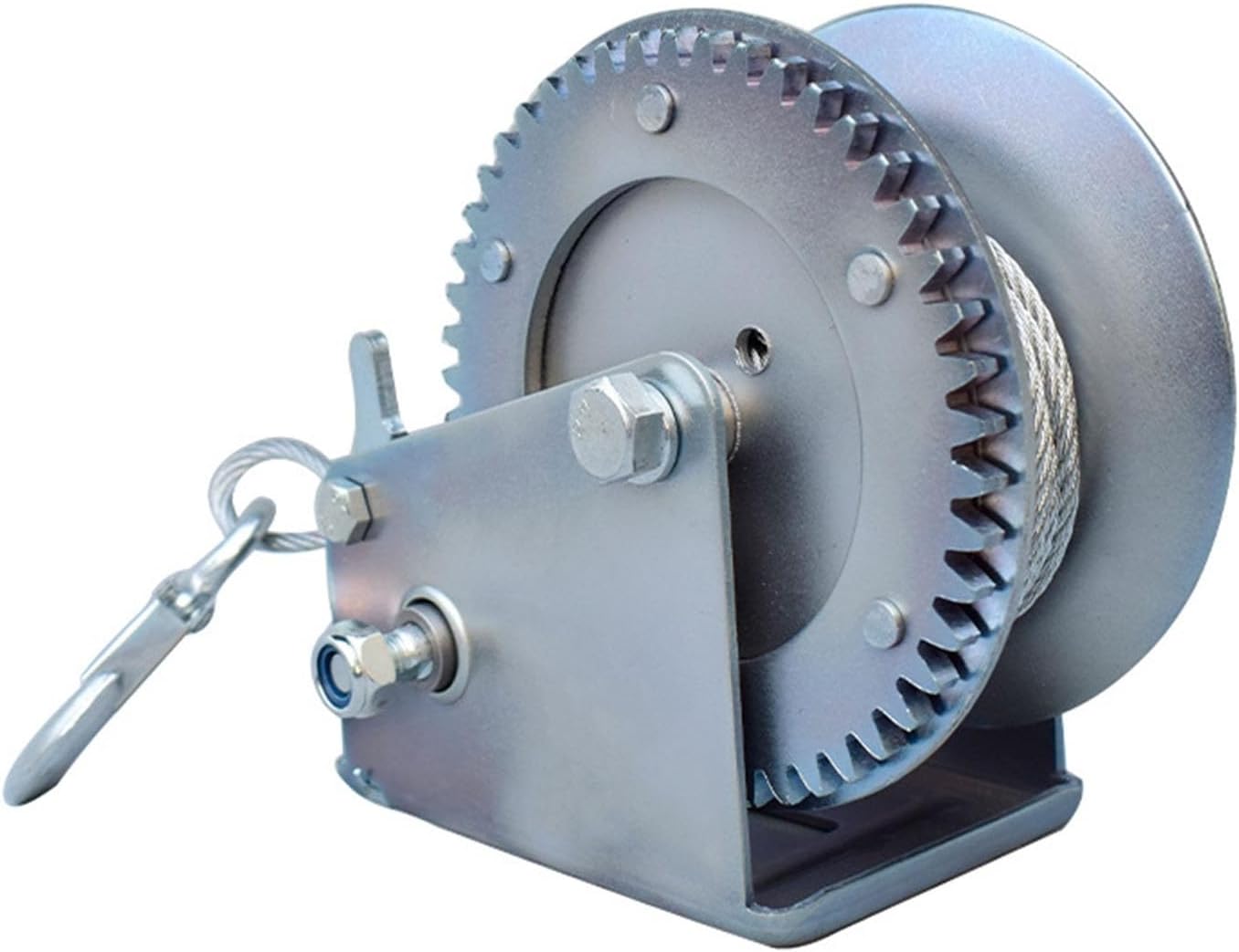 Heavy Duty Marine Trailer Winch 8m/26.2ft Steel Cable, 8:1 Gear Ratio Manual Crank Winch with Bi-Directional Ratchet for Boat Truck Trailer Towing