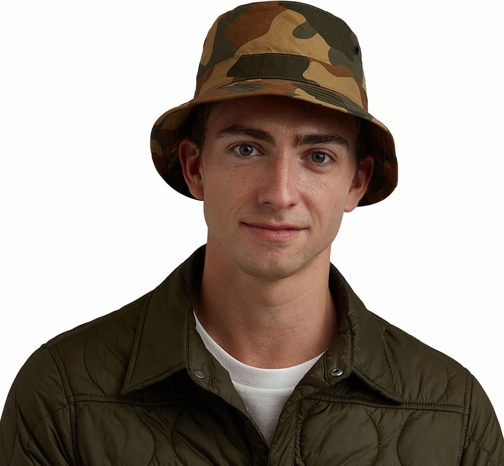 Tilley - Unisex Waxed Camo Bucket Hat, Color Tan Camo, Size: Large
