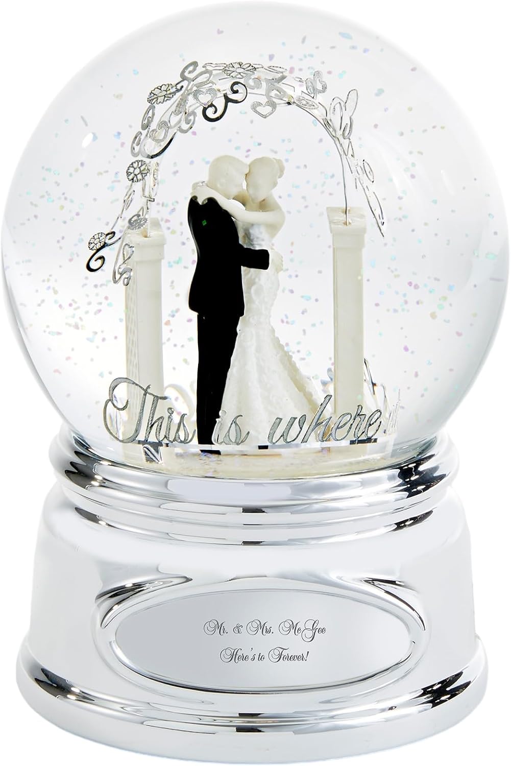 Things Remembered Engraved Wedding Couple Musical Snow