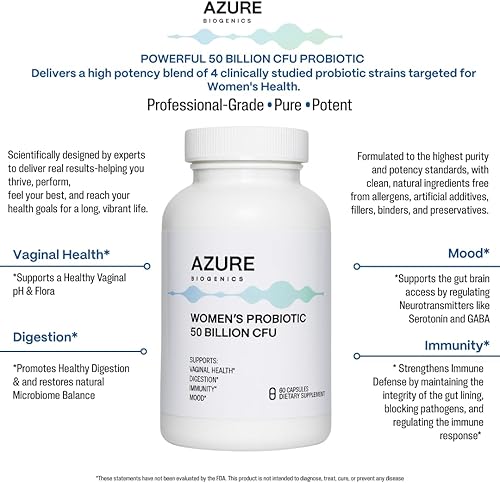 Miniatura 2 de Probióticos para mujeres, 50 mil millones de UFC, 4 cepas probióticas, 60 cápsulas, digestión, apoyo para la salud vaginal, inmune y del estado de