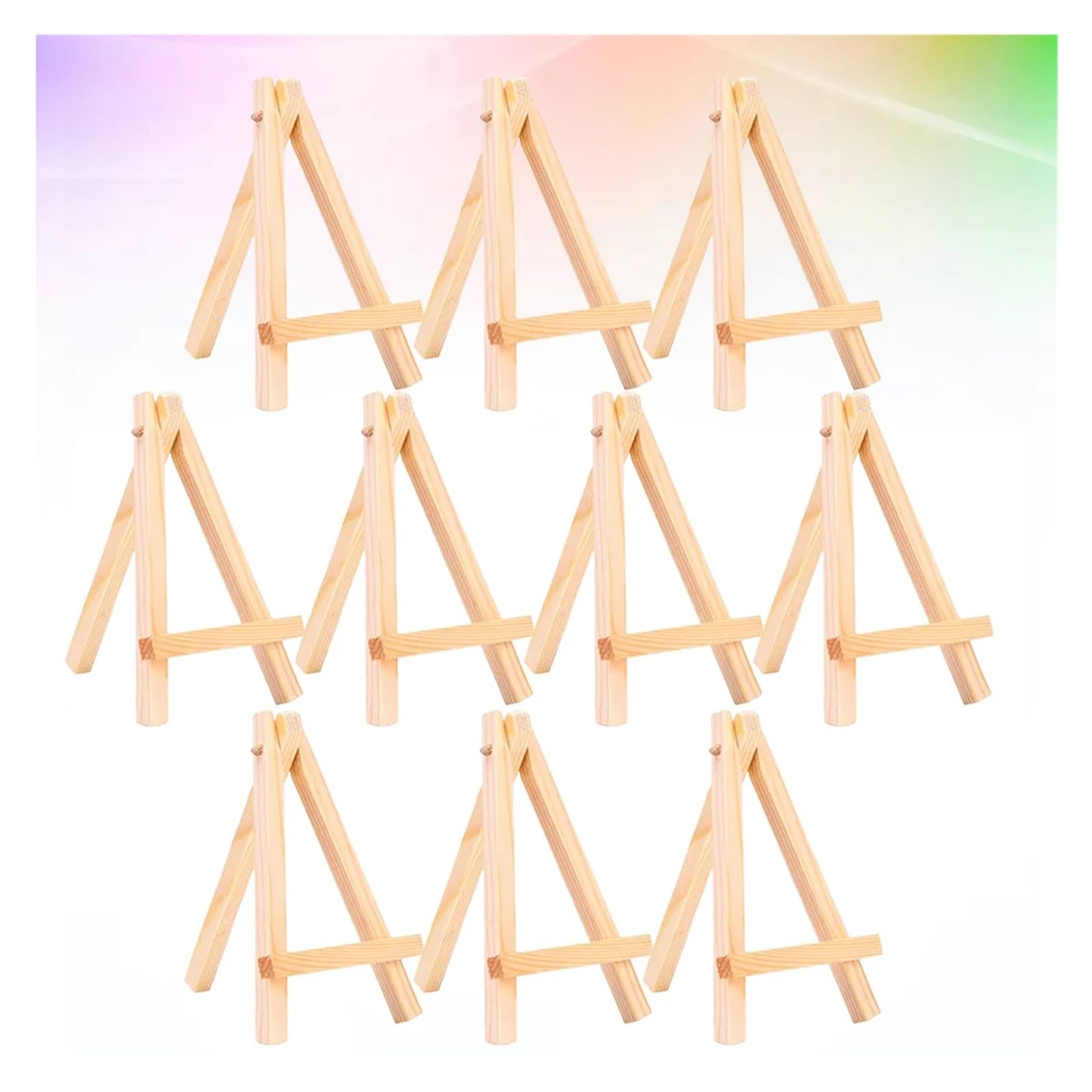 Juego de 10 mini caballetes triangulares de madera, práctico estante de exhibición de escritorio para pintar arte, estudio en casa, soporte de mesa, perfecto para manualidades y decoración