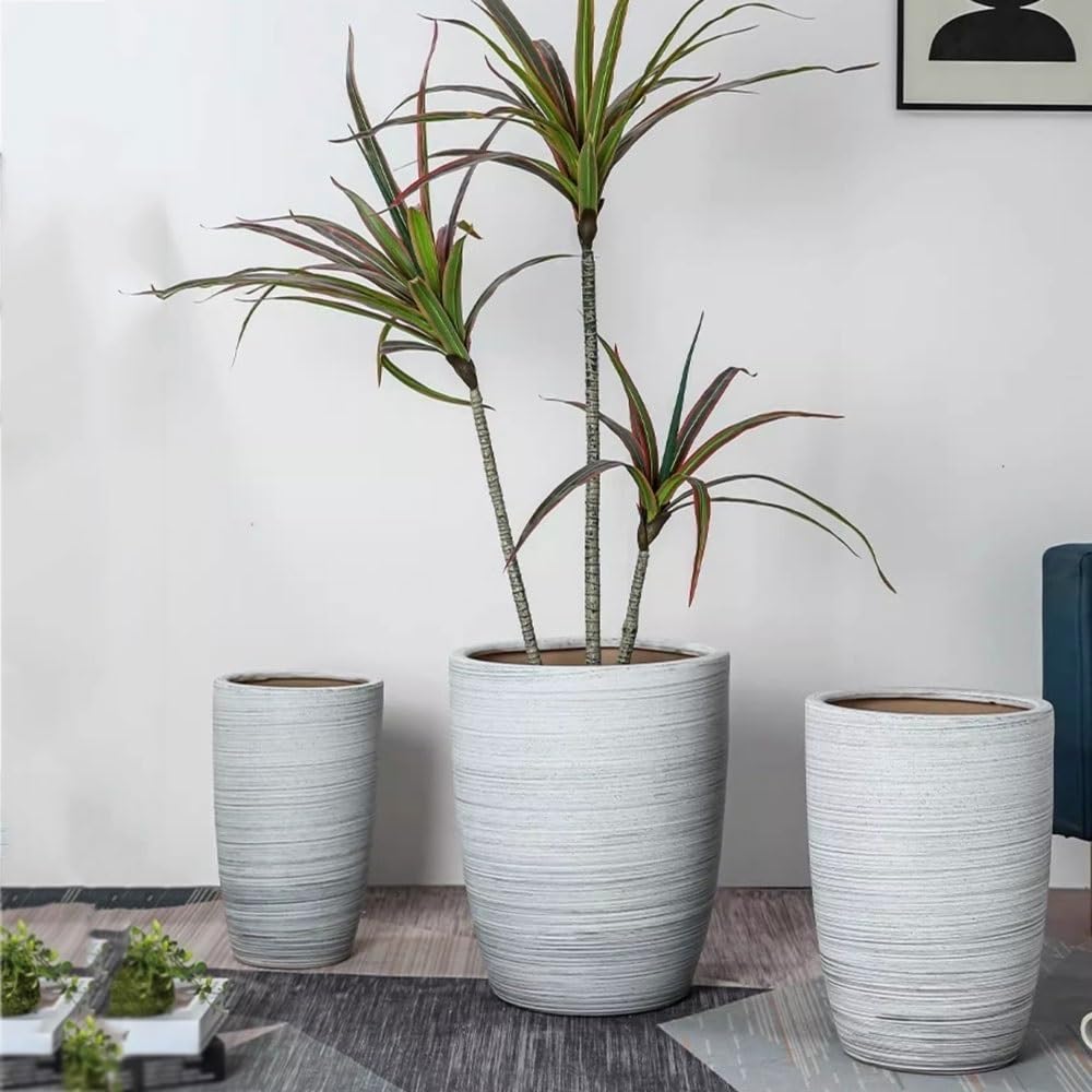 Doniczki na rośliny Ceramiczna stojąca donica na rośliny, ozdobna donica z otworami drenażowymi, wzór linii, doniczki, do ogrodów i tarasów Doniczka