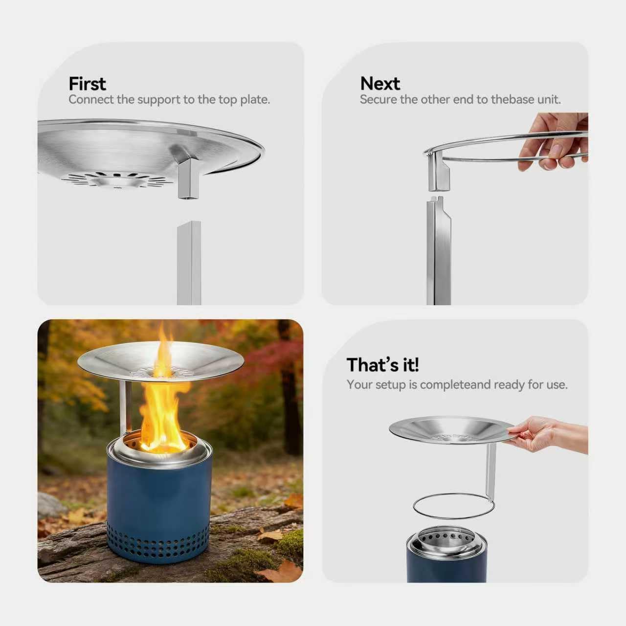 Heat Deflector for Solo Stove Mesa XL, (HxDia) 6.5 x 10.5 in, Captures and redirects Warmth,Accessory for Mesa Fire Pit,Stainless Steel Detachable Legs, 0.9lbs