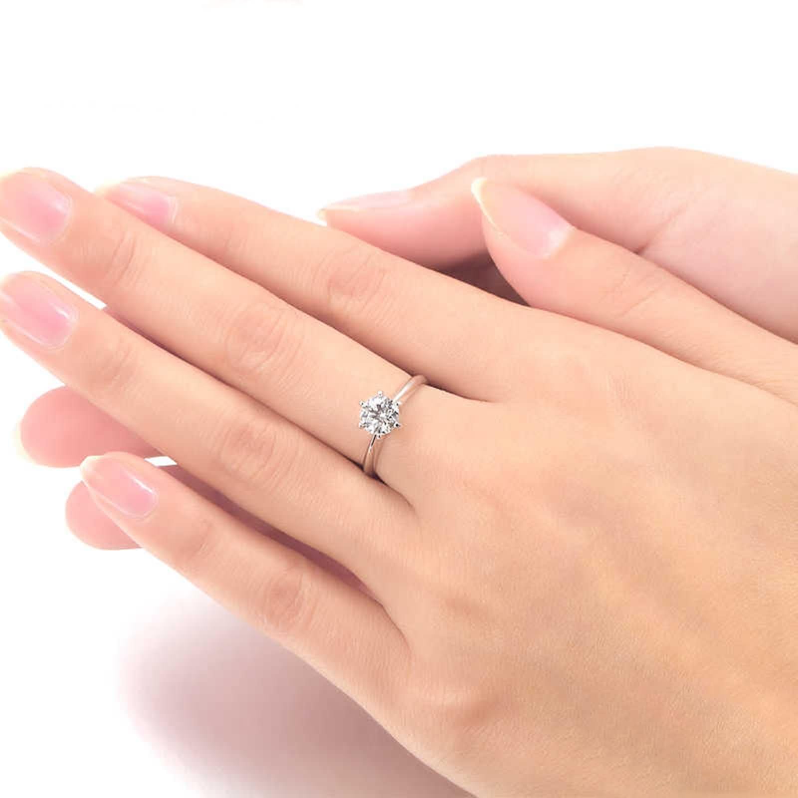 9K / 14K / 18K / 18K damskie pierścionki z białego złota syntetycznego diamentu, okrągły diamentowy pasjans 0,7 ct, damski srebrny pierścionek wieczność