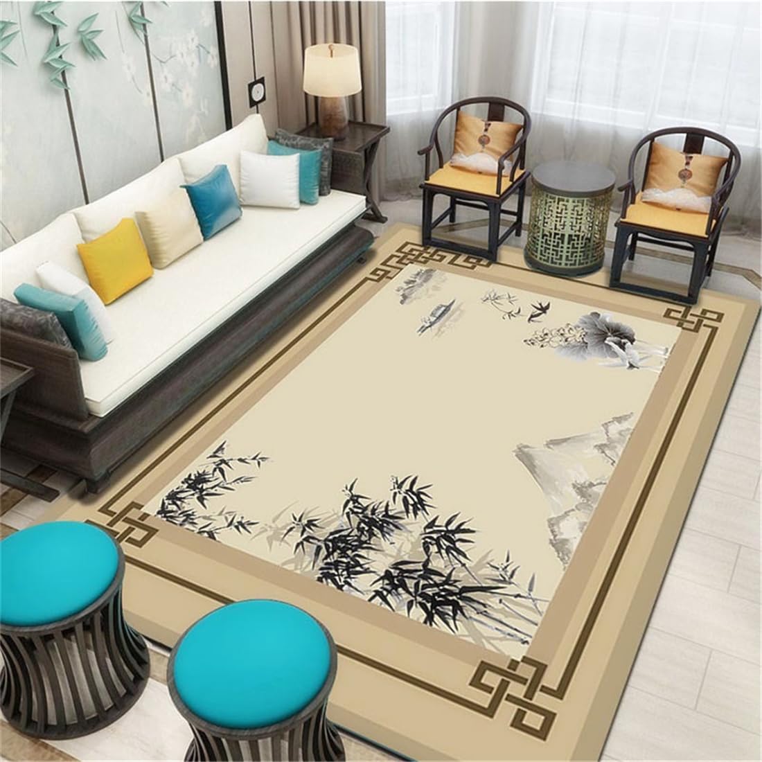 Tapis gamer antidérapant grand tapis doux qui ne glisse pas pour salon