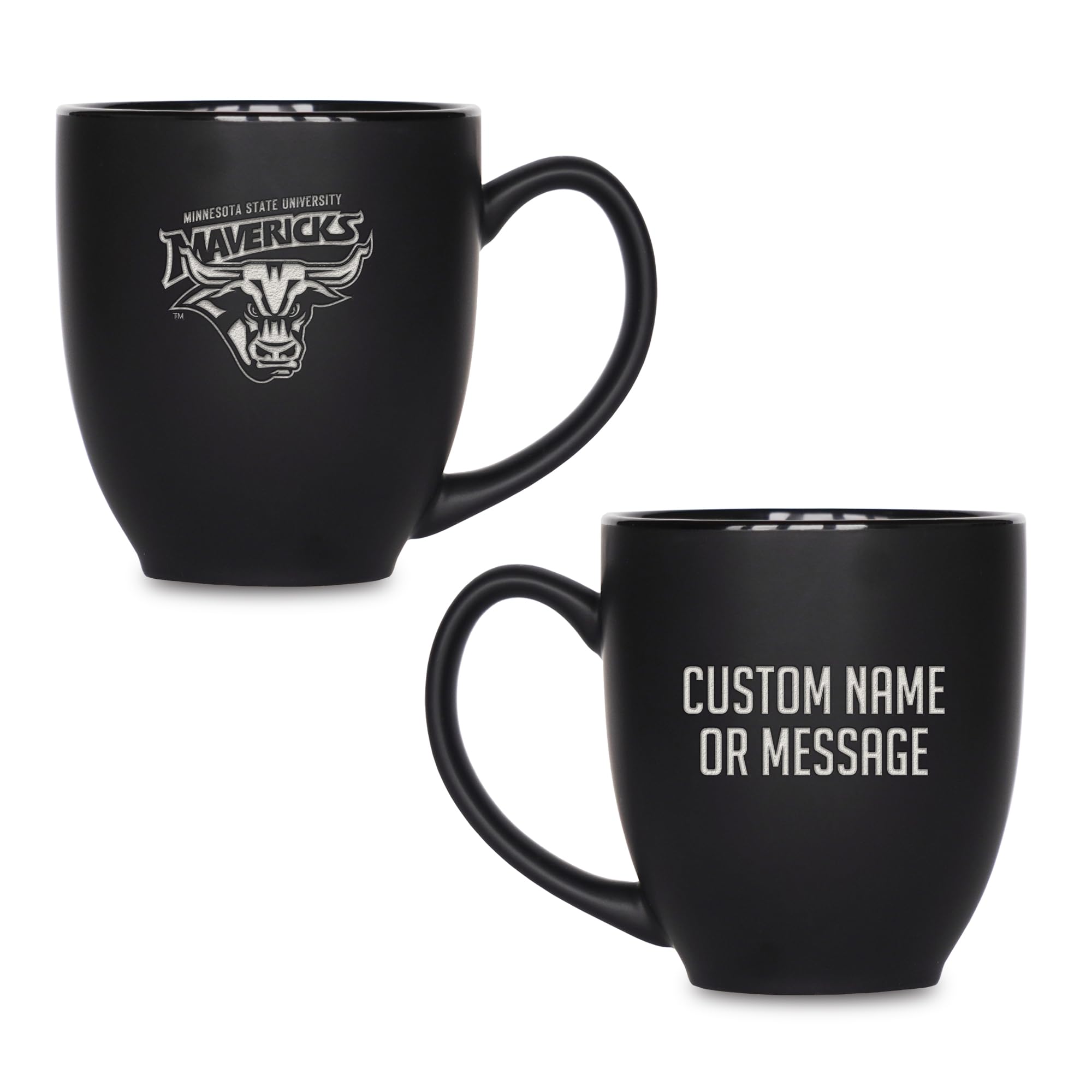 Rico Industries NCAA Primary 15-Oz Personalized Matte Black Bistro Mug - for Hot or Cold Drinks
