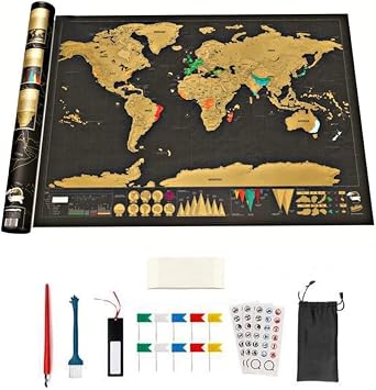 Scratch Off World Map, Scratch Off Map of the World, World Scratch Off Map Travel Map Gift Decoration for School Home