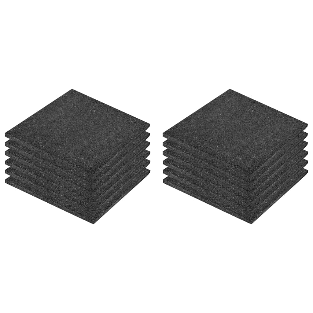 vidaXL 12x Fall Protection Tiles Rubber Black Outdoor Floor Safety Mat Carpet 12 piece Black