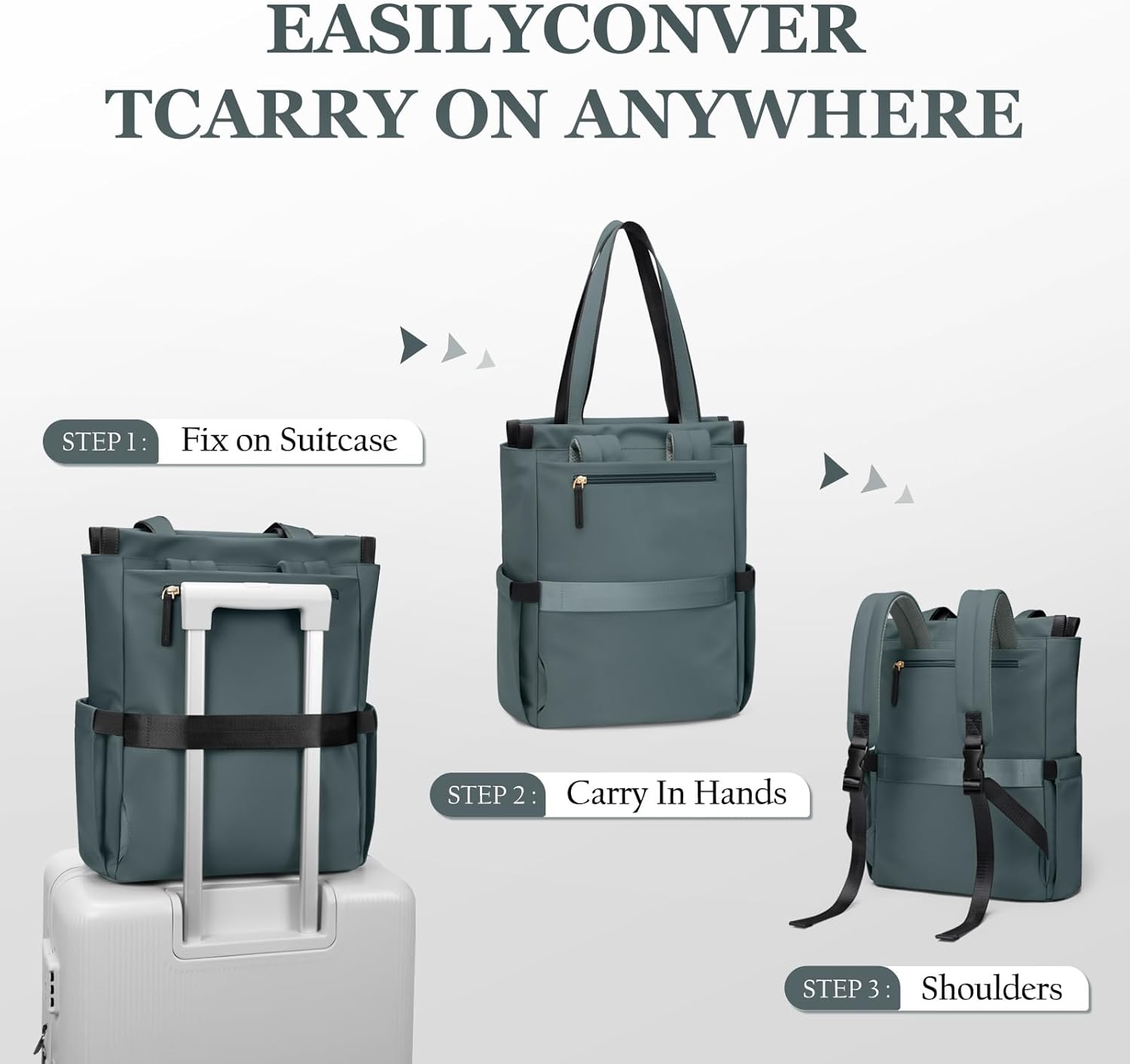GOLF SUPAGS Convertible Laptop Backpack for Women Casual Daypack Notebook Tote Bag for Work College Travel Leisure (Atrovirens)
