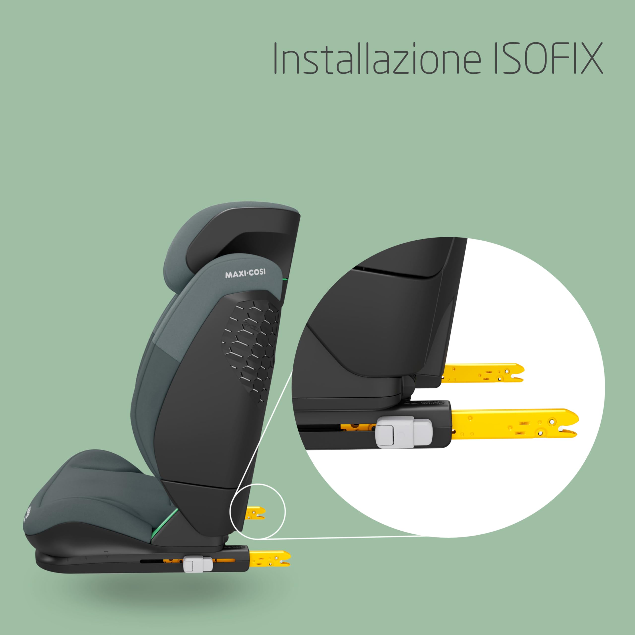 Maxi-Cosi RodiFix S i-Size, Seggiolino Auto ISOFIX Reclinabile in 3 Posizioni, 3,5-12 Anni (100-150 cm), Regolabile in Altezza/Larghezza, Protection G-CELL, Tecnologia AirProtect, Tonal Graphite