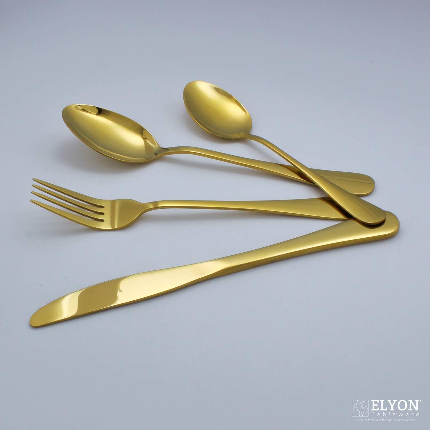 Elyon Tableware 16-piece Gold Flatware, Stainless Steel Silverware Set, Reflective Mirror Finish Cutlery Set, Reusable Dishwasher Safe, Service For 4