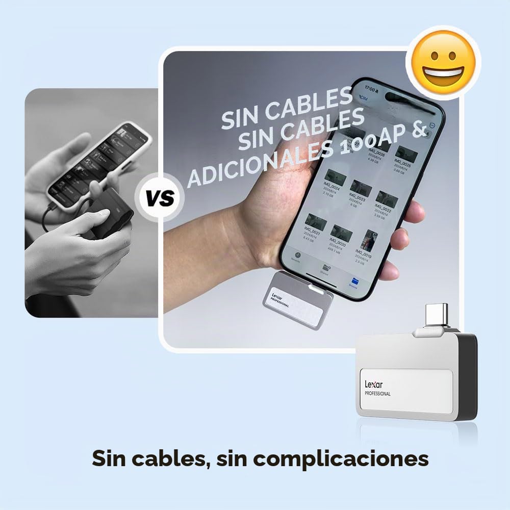 Lexar 1TB Professional Go SSD portátil, Compatible con Apple ProRes, hasta