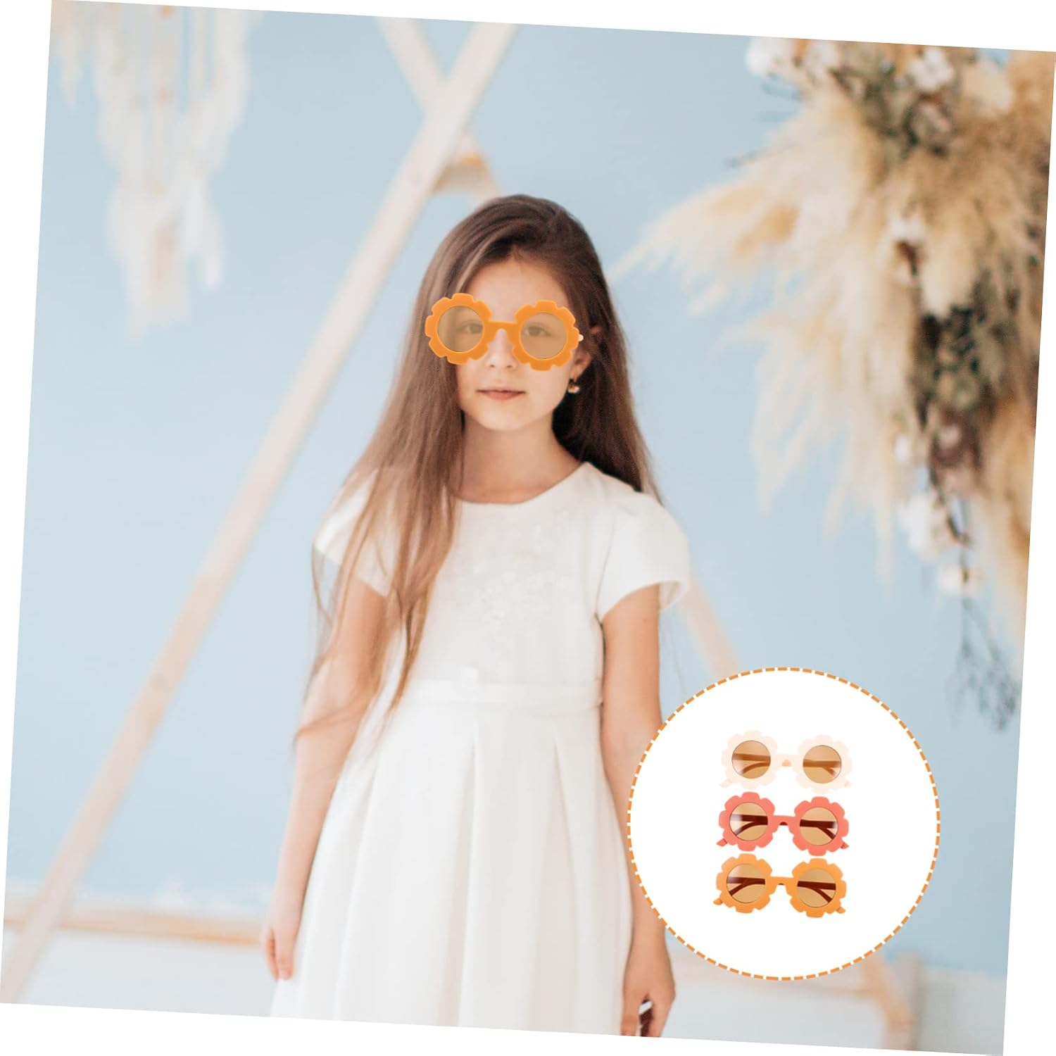 FOMIYES 3pairs Boys and Girls Sunflower Sunglasses for Parties Creative Cosplay Props for Boy Girl Uv Eyewear for Birthdays and Festivals