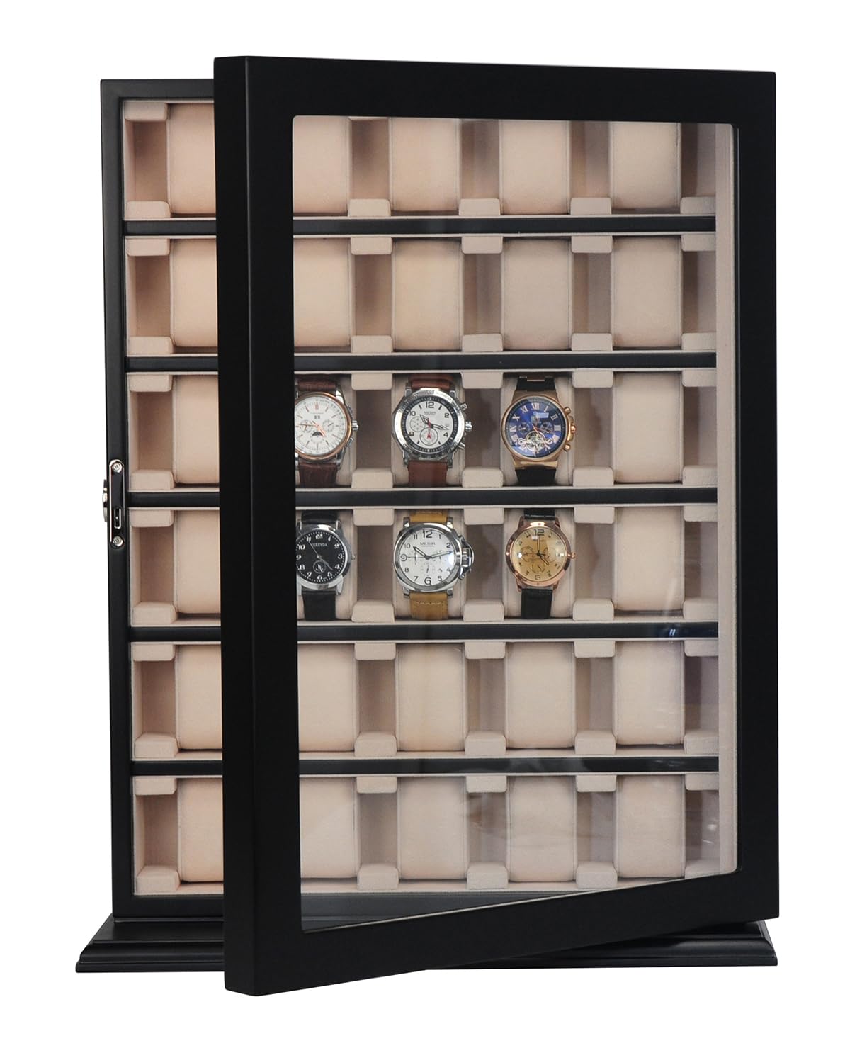 TIMELYBUYS Lot de 30 présentoirs muraux en bois noir pour montres surdimensionnées