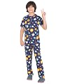 Ninos Dreams Boys Cotton Coord Set Night Suit with Lower - Planet Print (8-10 Years, Navy Blue)