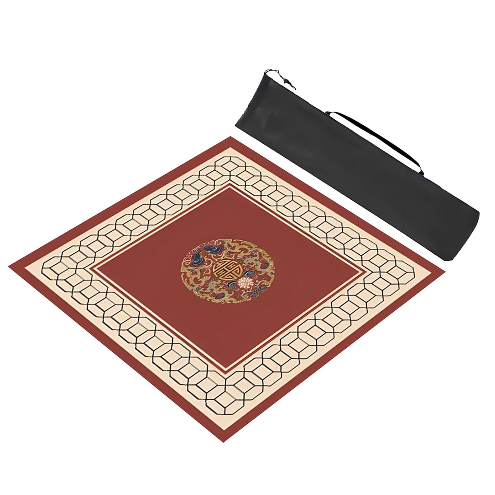 Tapis de Table de mah-Jong, avec Sac de Rangement(Brown,75x75cm (29.52x29.52in))