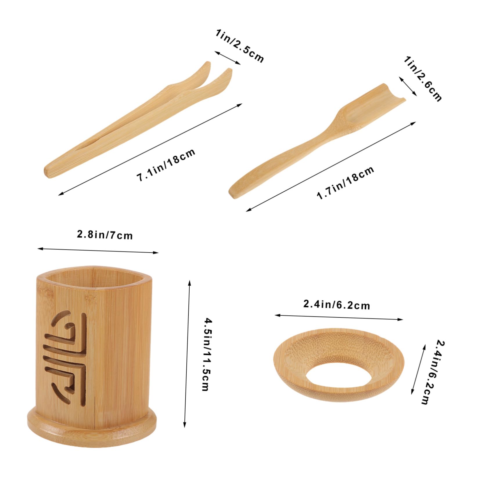 ABOOFAN Bamboo Chinese Tea Utensils 6pc Tea Set Accessories Perfect for Home Office