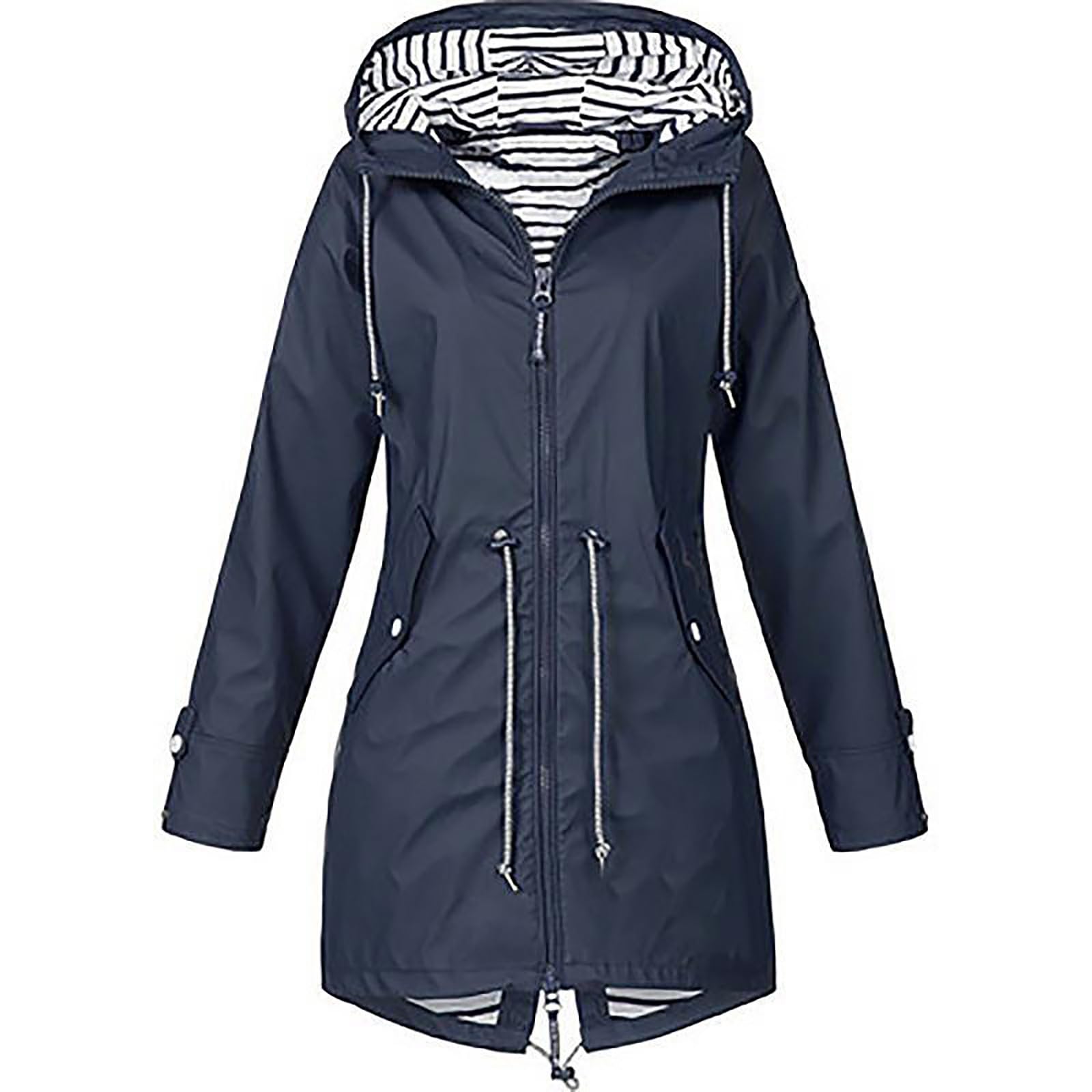 Chubasquero para mujer, impermeable, transpirable, larga, chaqueta de entretiempo con capucha, plegable, cortavientos, trekking, chaqueta softshell, senderismo, chaqueta cortavientos ligera para todo
