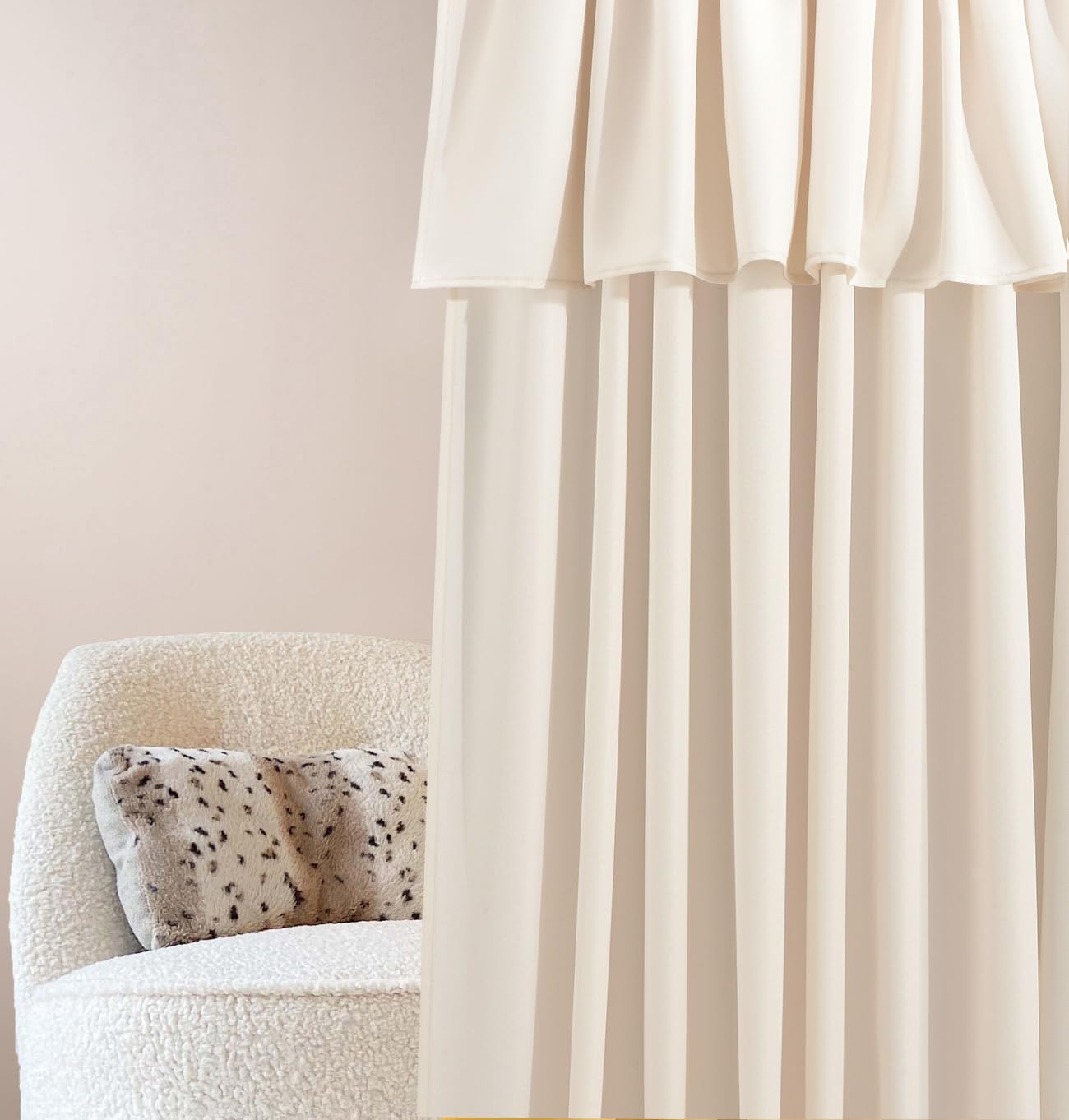 ROOM99 Curtain with Silver Eyelets Mia 140 x 260 cm Width x Height Sliding Curtains Modern Curtain Living Room Bedroom Light Cream 1 Piece - Image 2
