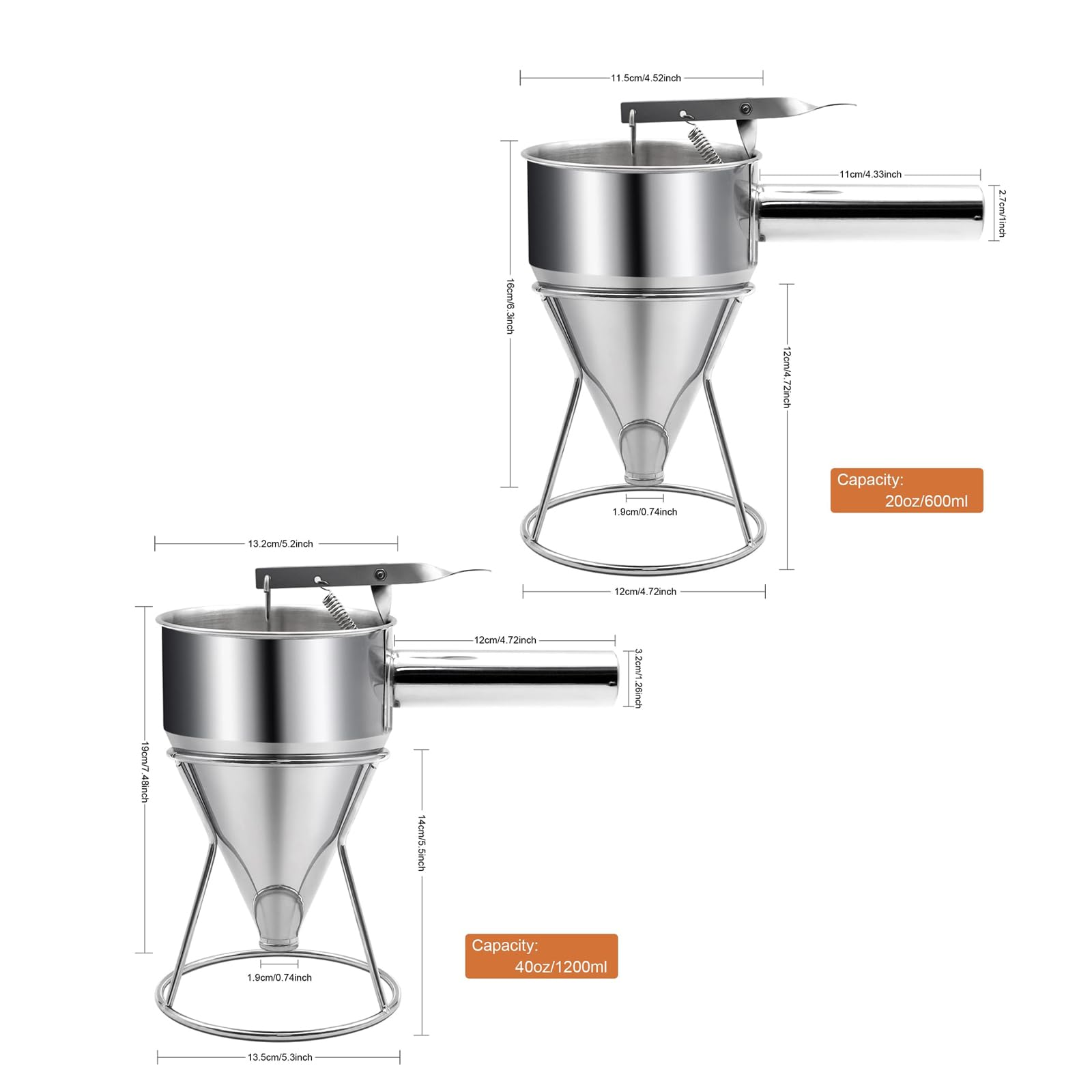 Dispenser per Pastella Imbuto Pancake E Cialde Strumento La Preparazione Disegni in Acciaio Inossidabile Comodo E Facile da Pulire Dispenser