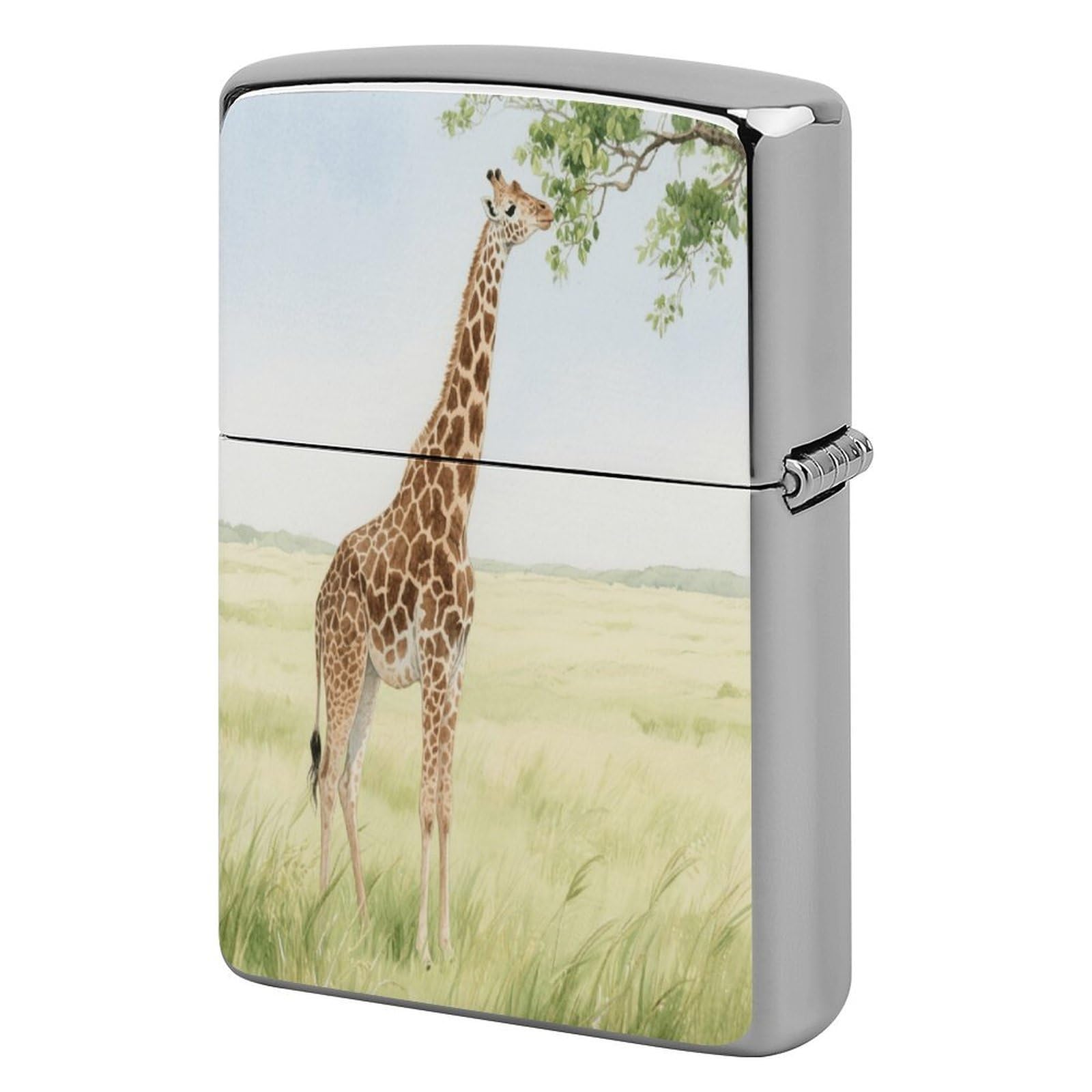 Fekiloot Style Giraffe Stretching Lighter Case Cover Metal Lighter Case