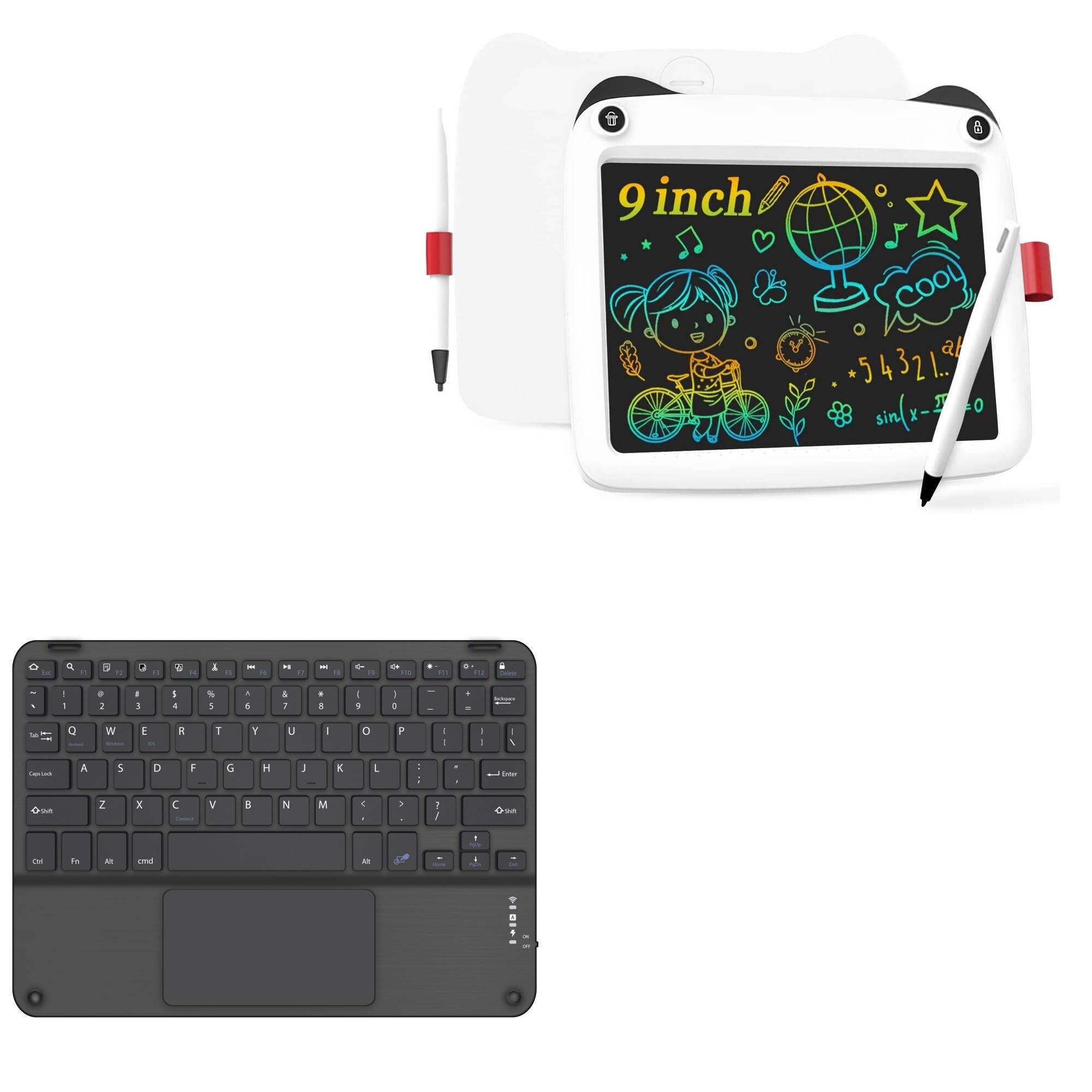 BoxWave Keyboard Compatible with Kunphy Kids Drawing Tablet (9 in) - SlimKeys Bluetooth Keyboard with Trackpad, Portable Slim TouchPad - Jet Black