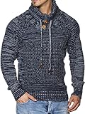 Diseño ajustado, Slim Fit TAZZIO 16480 - Jersey de hombre de punto grueso con cuello vuelto y mezcla de diseños Azul marino S
