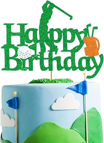 Decoración para tartas de golf, decoraciones de cumpleaños con purpurina para hombres y niños, temática de jugadores de golf, suministros de fiesta