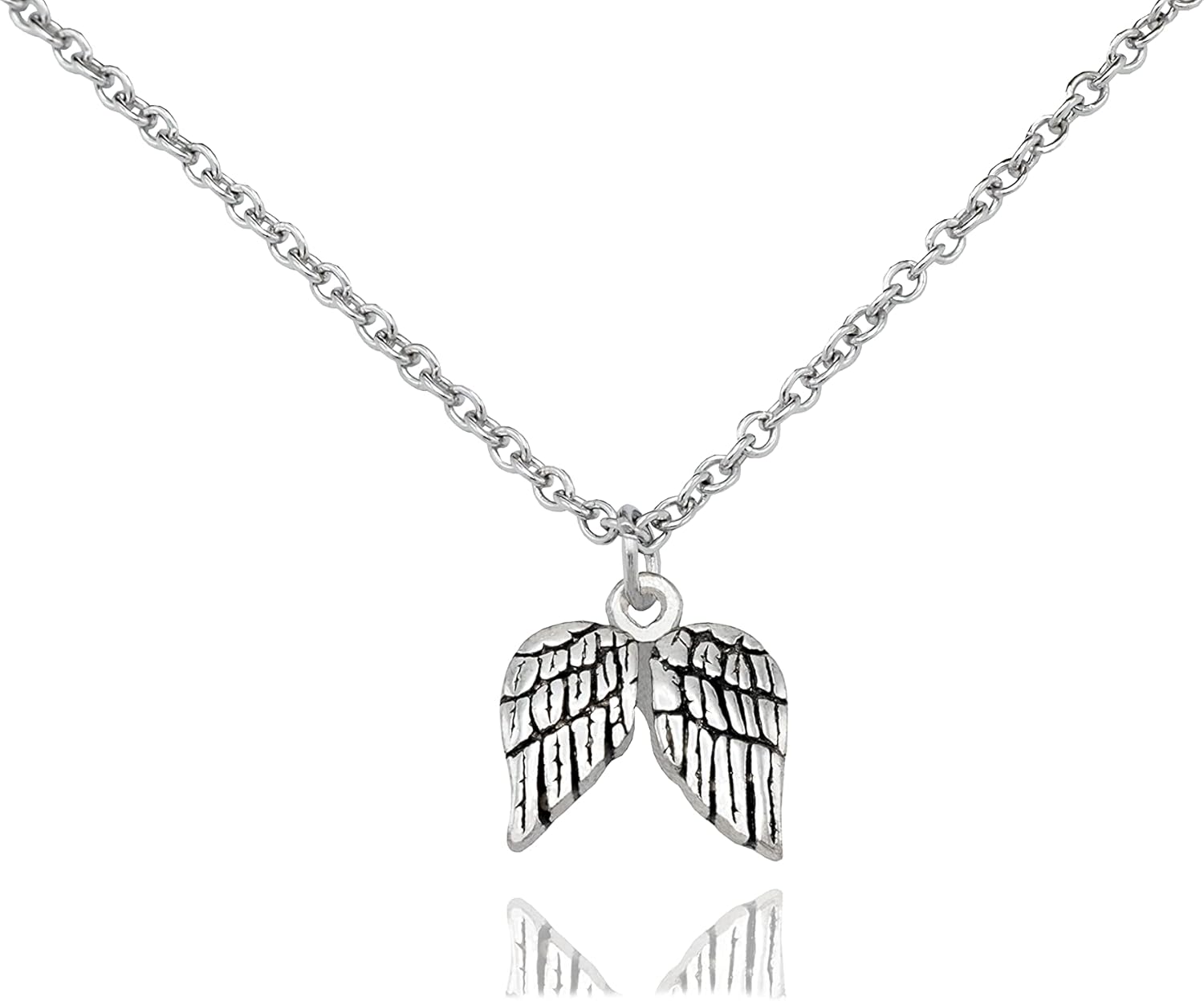 quan jewelry Angel Wings Pendant Necklace for Nurses with Inspirational Quote on Greeting Card, Angel Wing Necklace for Women, Adjustable from 16 to 18 inches