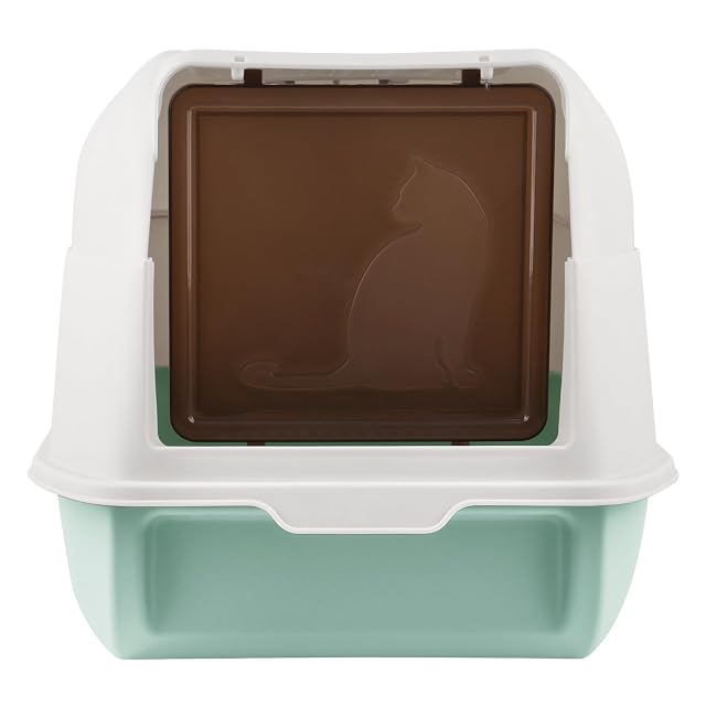 Foto 5 de 8 de Bandeja para arena plegable para gatos con entrada frontal y salida superior, gran espacio, casa de baño…