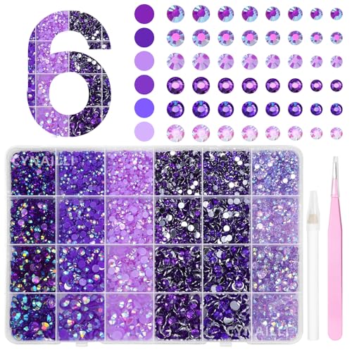 18000 Pcs 3D Purple Jelly Rhinestones for Crafting Flatback Resin Jelly Bedazzled Gems for Crafts 3-6 mm Half Round Gems Rhinestones for Nails Art Eyes Makeup DIY Crafts Supplies