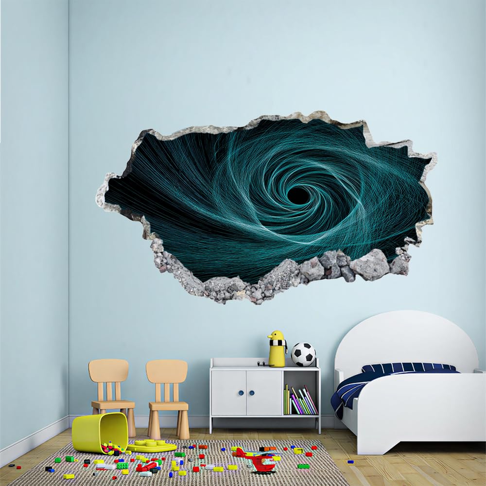 3D Wandaufkleber, Strudel Durchbruch Wandtattoos Deko Wand Selbstklebend Abstrakte Kunst, Wand Aufkleber Wanddurchbruch Wandsticker für Zuhause, Badezimmer, Schlafzimmer, Wohnzimmer