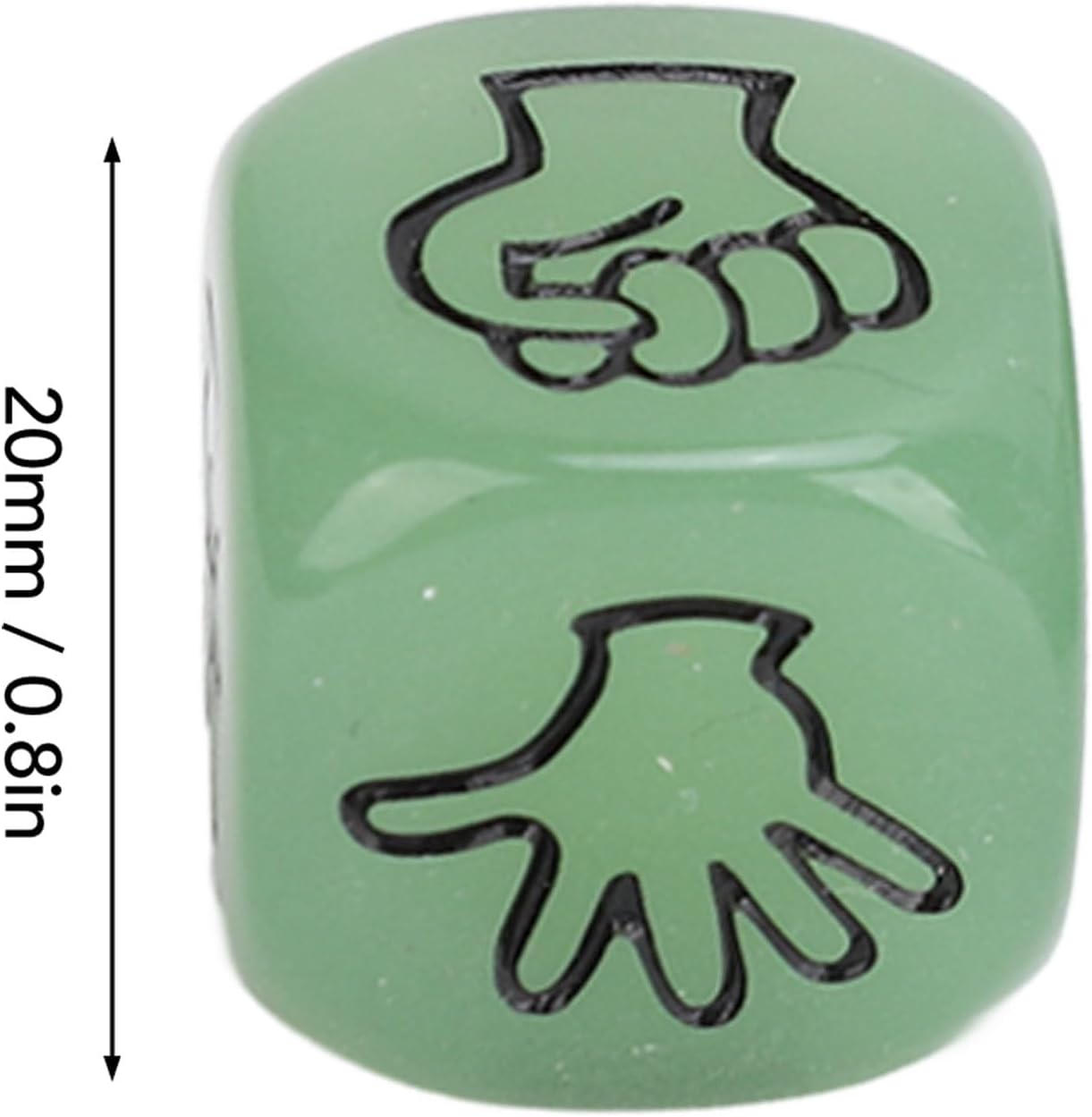 Luminous Rock Scissors Paper Dice Set Lightweight Finger Guessing Game Dice for Board Game, 10pcs Plastic Set for All Ages (Green)