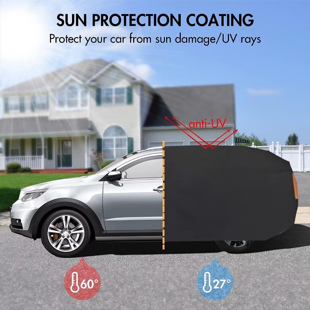 bache Voiture Exterieur Compatible avec Nissan Qashqai J11 2013-2025, Bache Voiture à Fermeture éclair Respirante pour l'extérieur, résistante aux UV, au Vent et à la Neige(Black Orange)