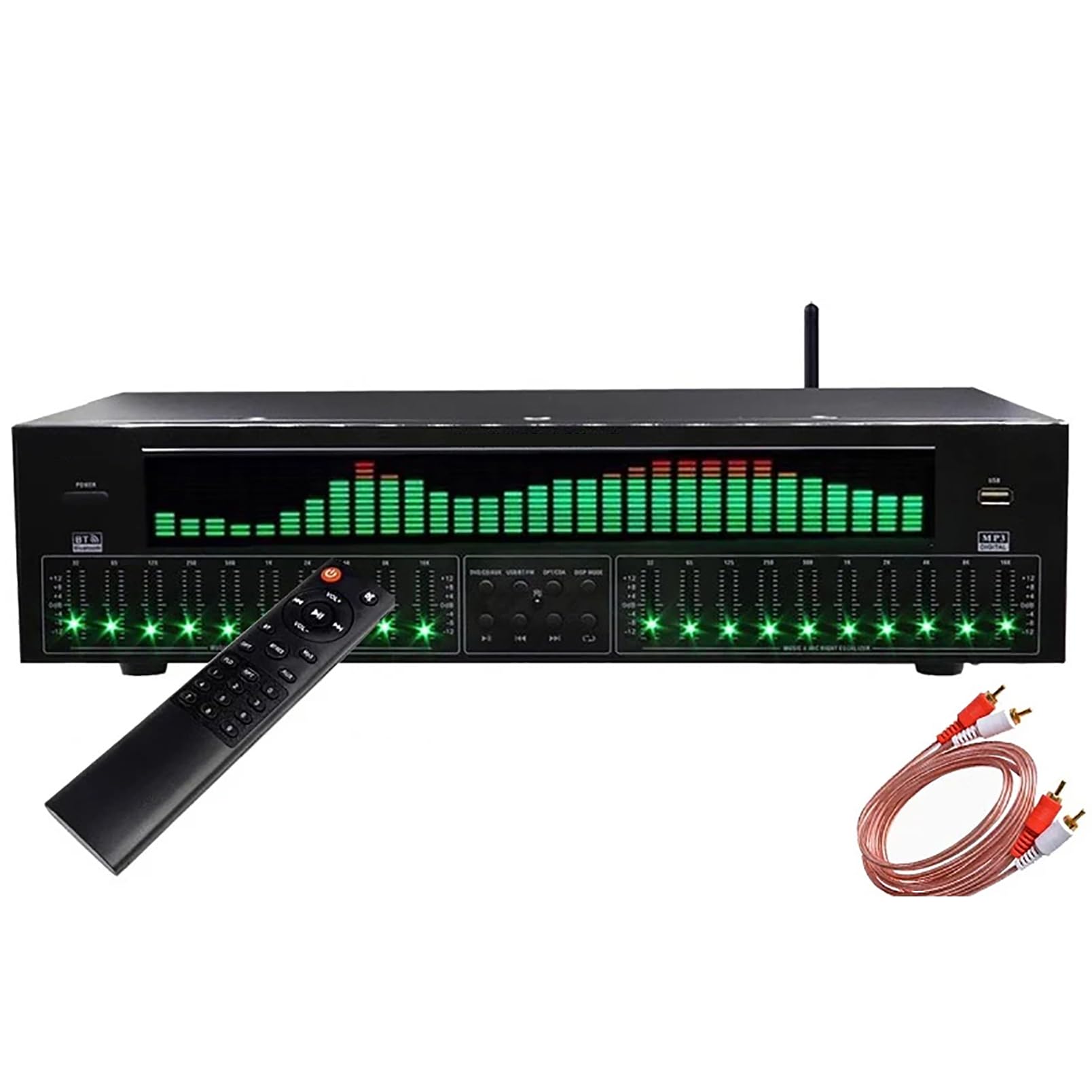 31-Band Digital Equalizer, Professional Digital Audio Stereo Graphic EQ, Music Spectrum Analyzer, LED Audio Sound Processor Sound System DJ Equipment Audio, Noise Reduction, for Recording Studio