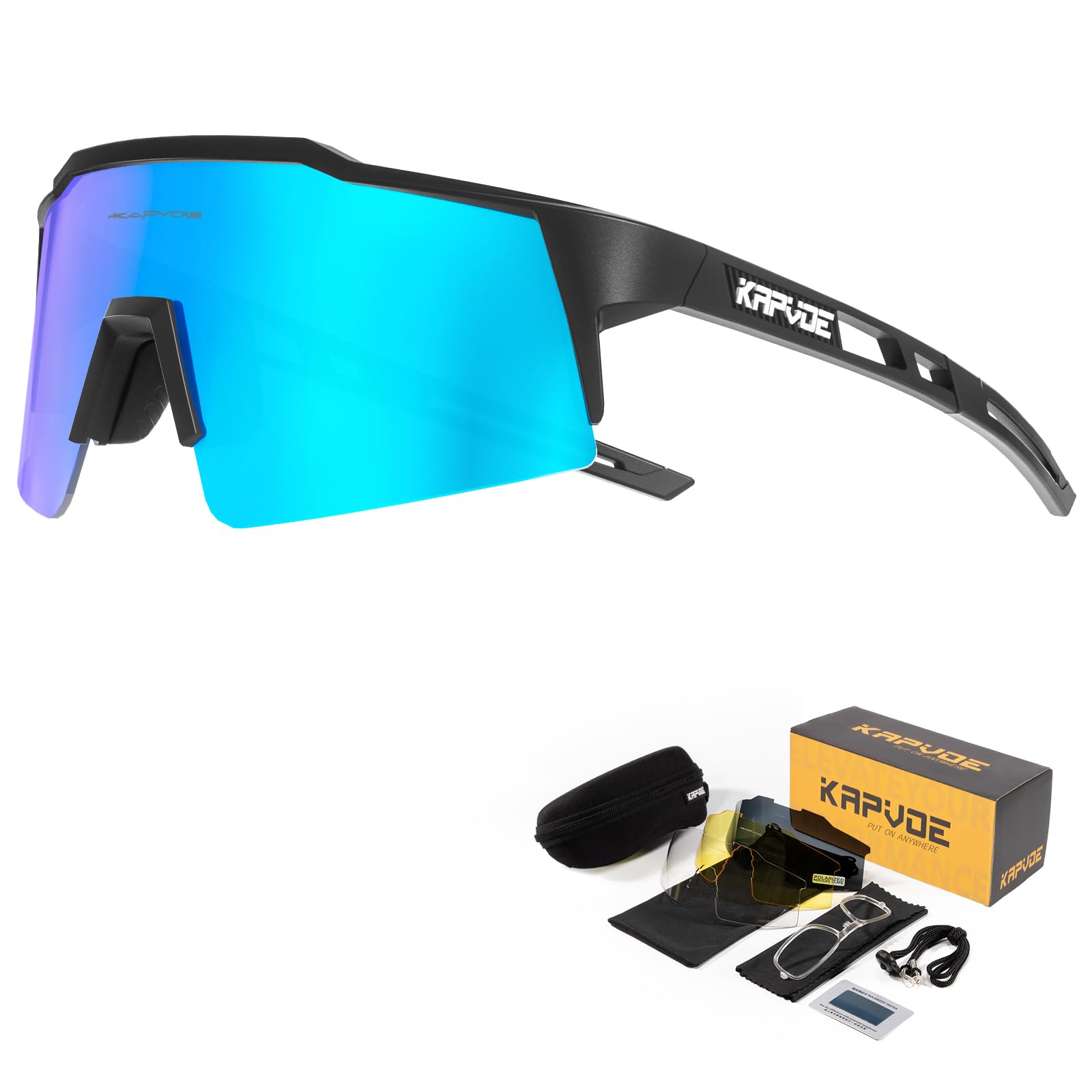 KAPVOE Gafas de Ciclismo Polarizadas con 4 Lentes Intercambiables Mujeres Hombres TR90 Gafas de Sol Deportivas Running