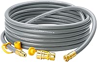 25 Ft 3/8" ID Natural Gas Grill Hose Quick Connect Fittings - for Grills, Pizza Ovens, Heaters & Low-Pressure Appliances