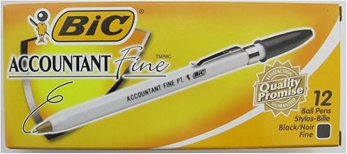 Bic Bolígrafo de punta fina Accountant, Dozen, BICAF11BK