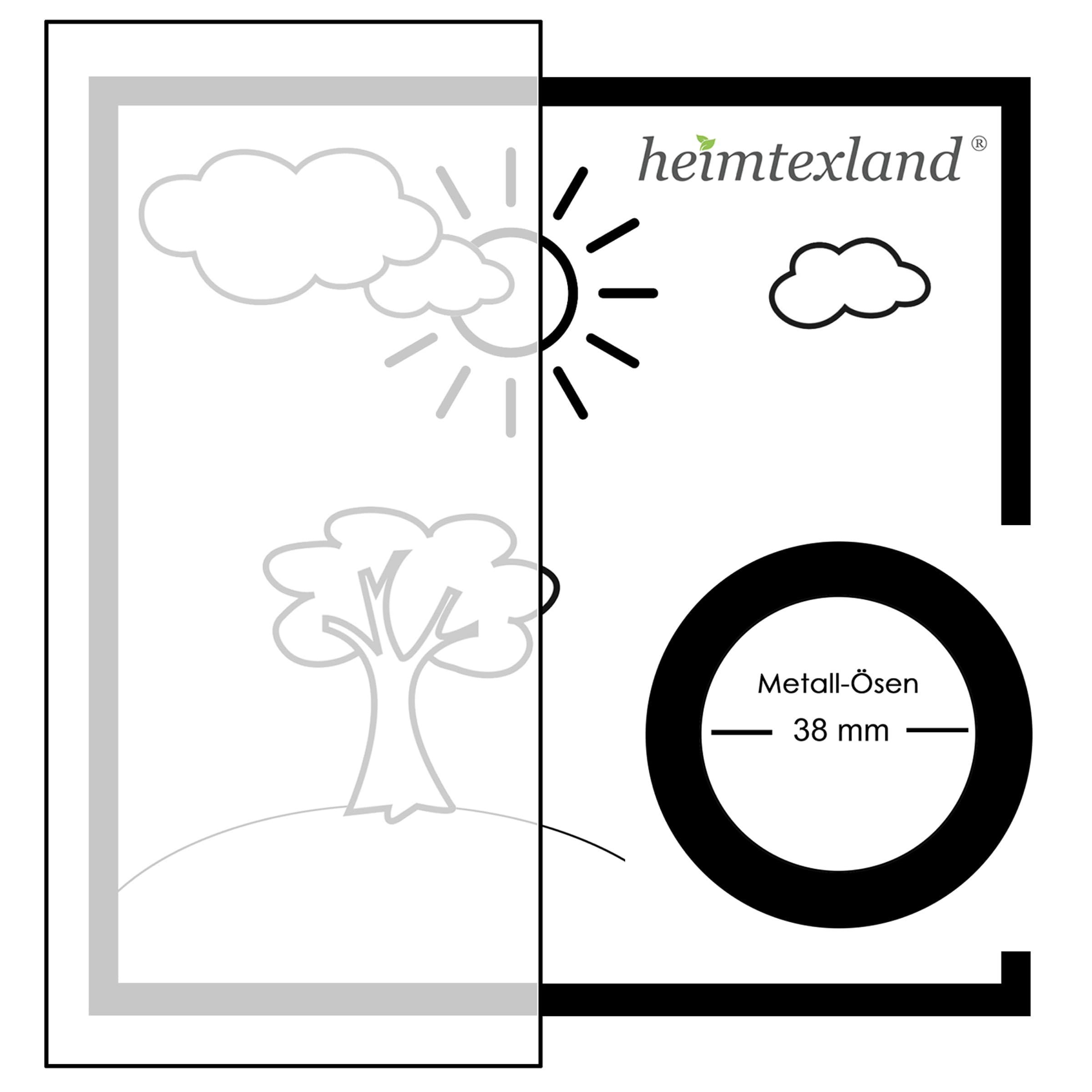 heimtexland ® Vorhang Kindergardine Leinen Optik Natur Grau Skandinavisch Wald Bär Gardine transparent Kinderzimmer Ösenschal Ökotex Typ563 Weiß - Grau mit Ösen I HxB 245x135 cm
