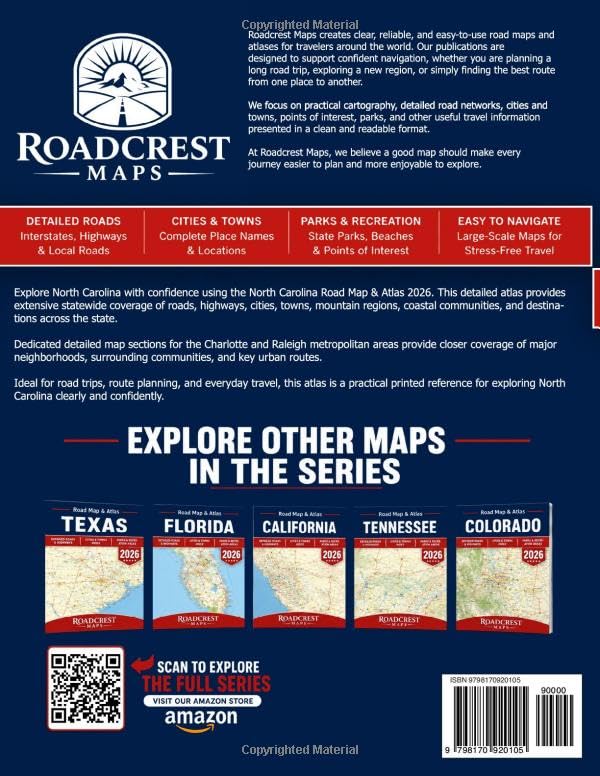 North Carolina Road Map - North Carolina Road Atlas - Detailed State Map of North Carolina (Roadcrest Maps) image 3