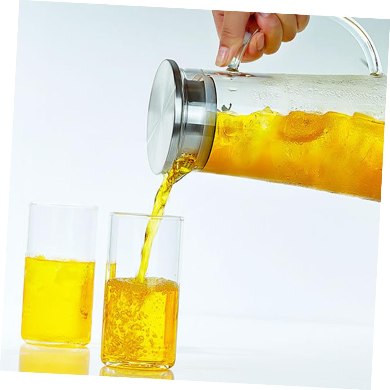 SOLUSTRE 1pezzi Bottiglia Acqua Grande Capacità per Uso Domestico Cucina Tè Trasparente Vetro Borosilicato Sicuro Sano Resistente Deformazioni Rotture