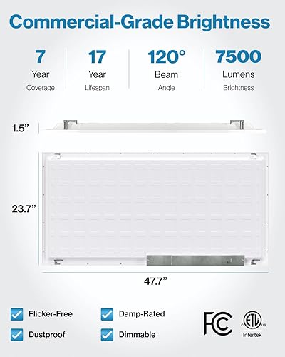 Miniatura 6 de Sunco - Paquete de 24 luces LED de panel plano de 2 x 4, 7700 lm de alto brillo, 40 W50 W60 W y 4000 K5000 K6000 K seleccionables, regulables 0-10