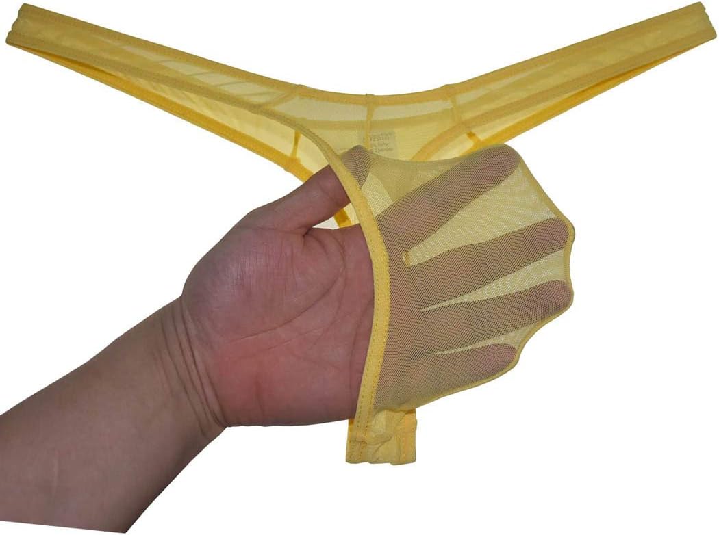 Men's Minimal Coverage Bulge Thong Underwear See-through Mesh Mini Bikini Tangas - Image 3