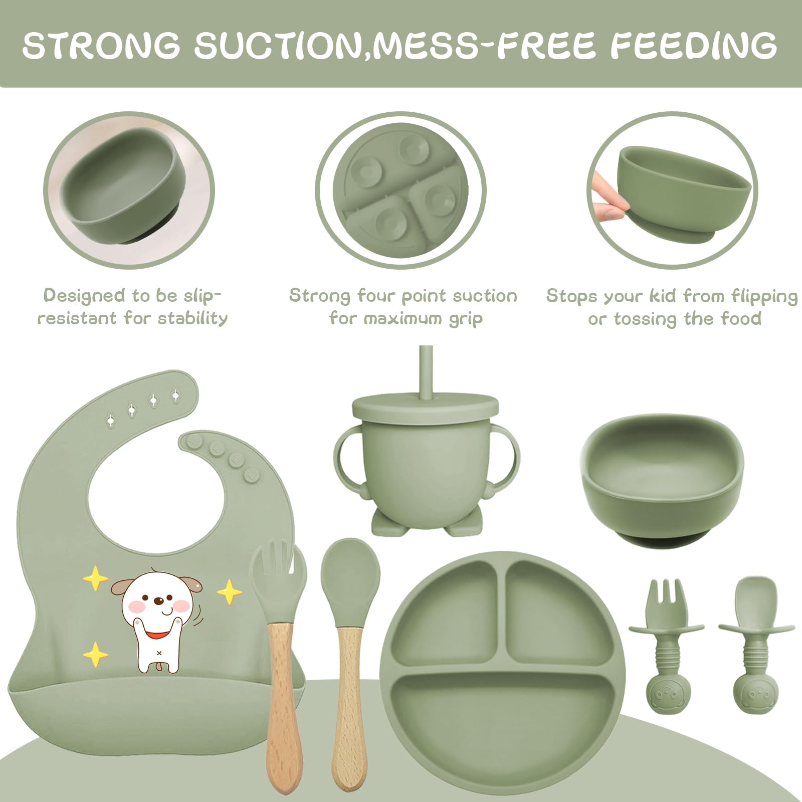 Set Pappa Bambini 9 Pezzi - Piatti E Ciottole In Silicone Con Ventosa - Foto 2