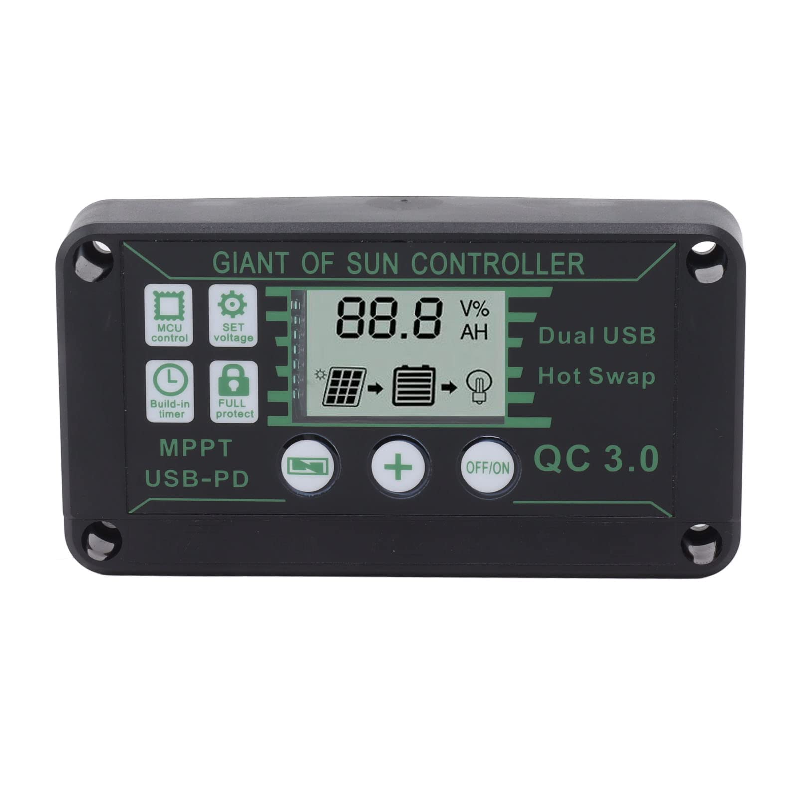 Jiawu Contrôleur de Charge Solaire MPPT, Mise au Point Automatique 12 V 24 V 10 A 20 A 30 , Régulateur Solaire pour Camping-car, Remorques, Bateaux avec Protection Intelligente, Matériau ABS à Haute