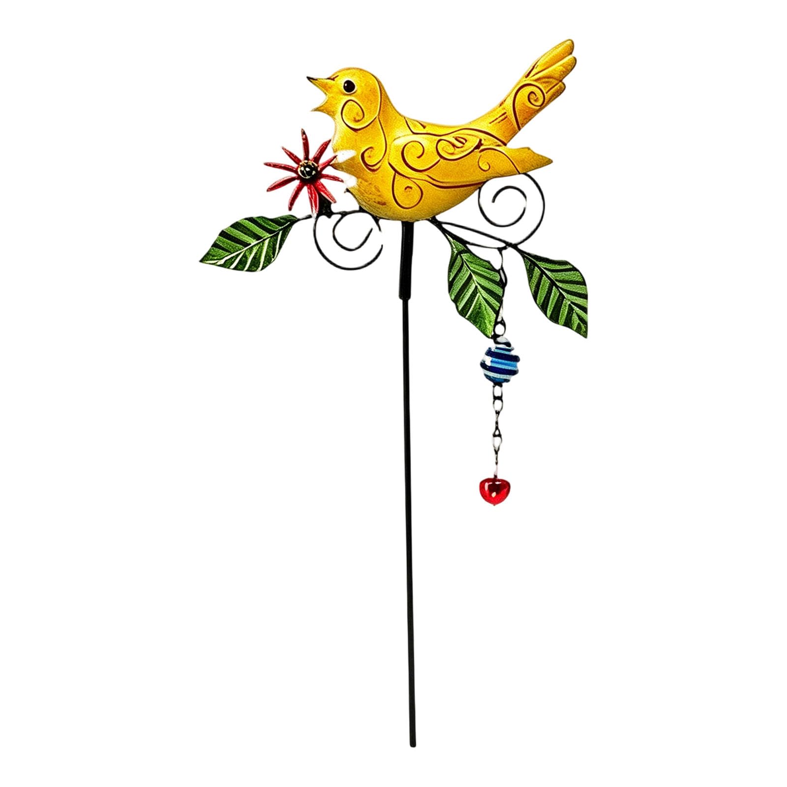 Elnwnnkc Colorful Metal Bird Sculpture Wildflower Garden Accent Rust Resistant Outdoor Garden Art for Lawns Patio Pathway Balcony Planter Decoration Bird Decorative Yard Stakes