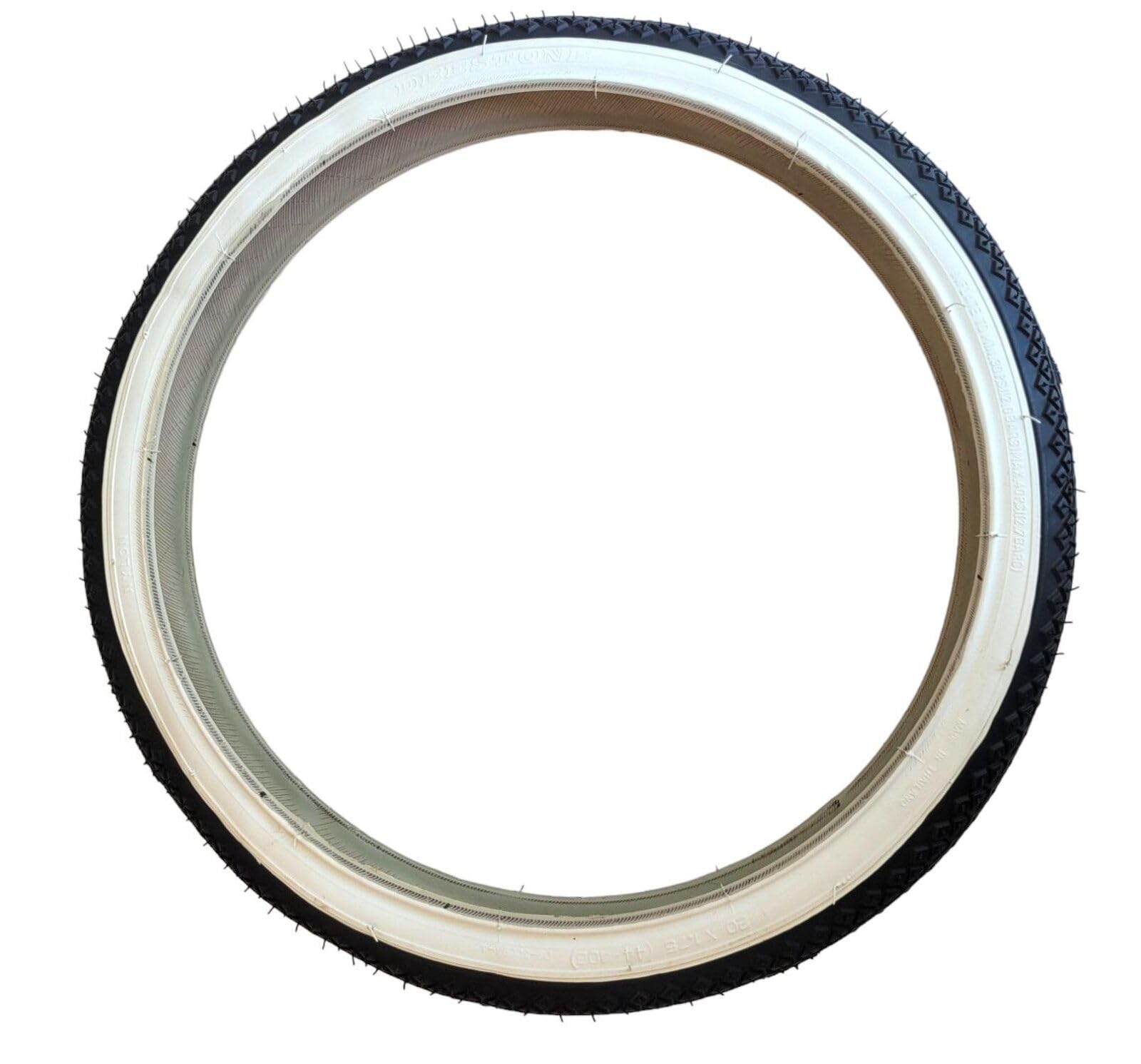 2 Copertoni 20” x 1.75 (47-406) + 2 Camere d’Aria per Bicicletta City Bike e Graziella – Pneumatici Strada Bianchi/Neri in Gomma con Fascia Bianca – Set Completo per Bici Passeggio