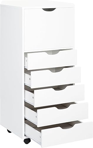 Miniatura 198 de Naomi Home Cómoda de 5 cajones para dormitorio, alta y elegante, con ruedas y estantes de almacenamiento, pequeña para guardarropa, para maquillaje,