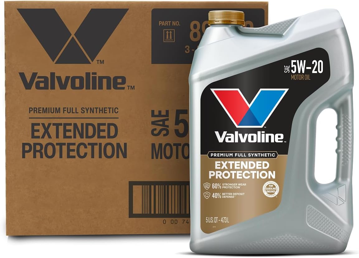 Valvoline Extended Protection Full Synthetic Motor Oil SAE 5W-20 5 QT, Case of 3