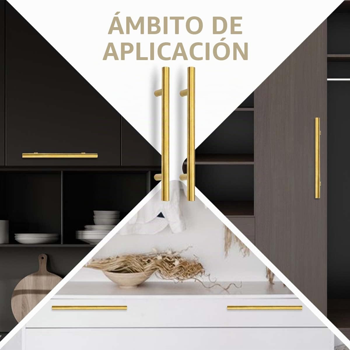 Bwintech 24 Piezas 150MM (96MM Agujero Central) Tiradores Dorados para Tiradores de Cocina, Acero Inoxidable, Ideal para Gabinete, Cajón, Armario